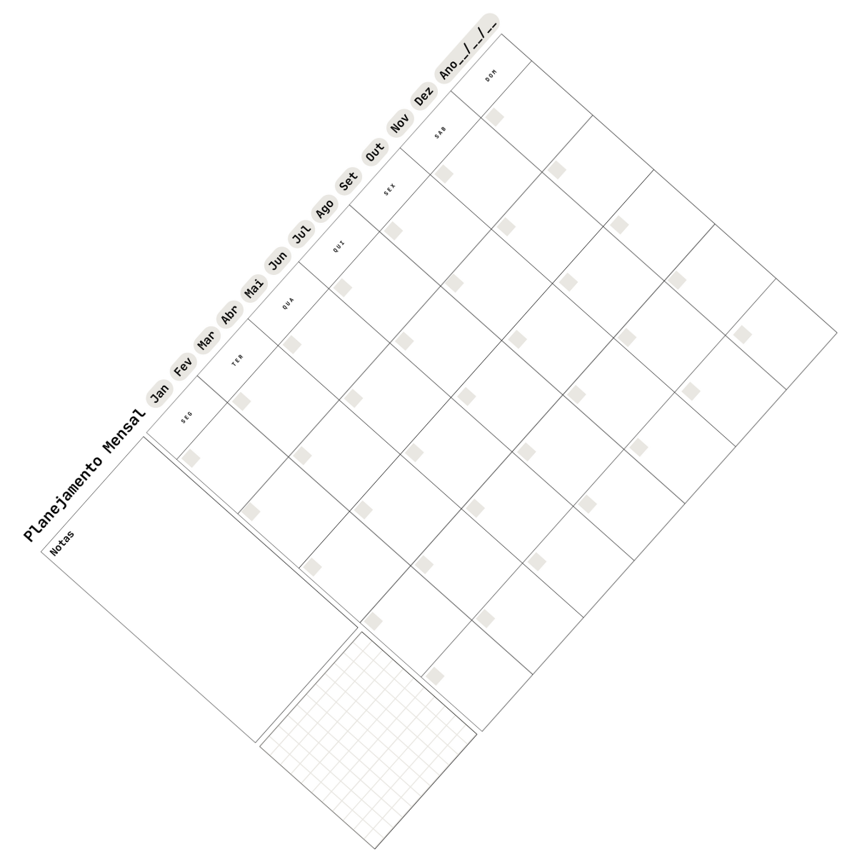 Planner De Mesa A3 Mensal Não Datado 24 Folhas