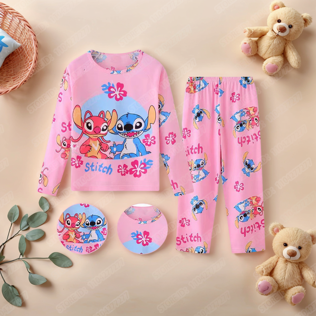 Kids Stitch Pyjama 2 stks/set voor Jongens Meisjes Homewear Kids Casual Nachtkleding Lange Mouw Pyjama Bodems Pak Leuke Geschenken