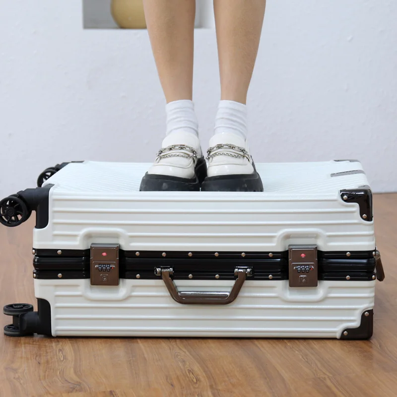 Gepäck Koffer Aluminiumrahmen 20 Trolley Case Universalräder 24 Weiblich Männlich Studenten 26 Langlebiges Passwort 28 Zoll Ledertasche