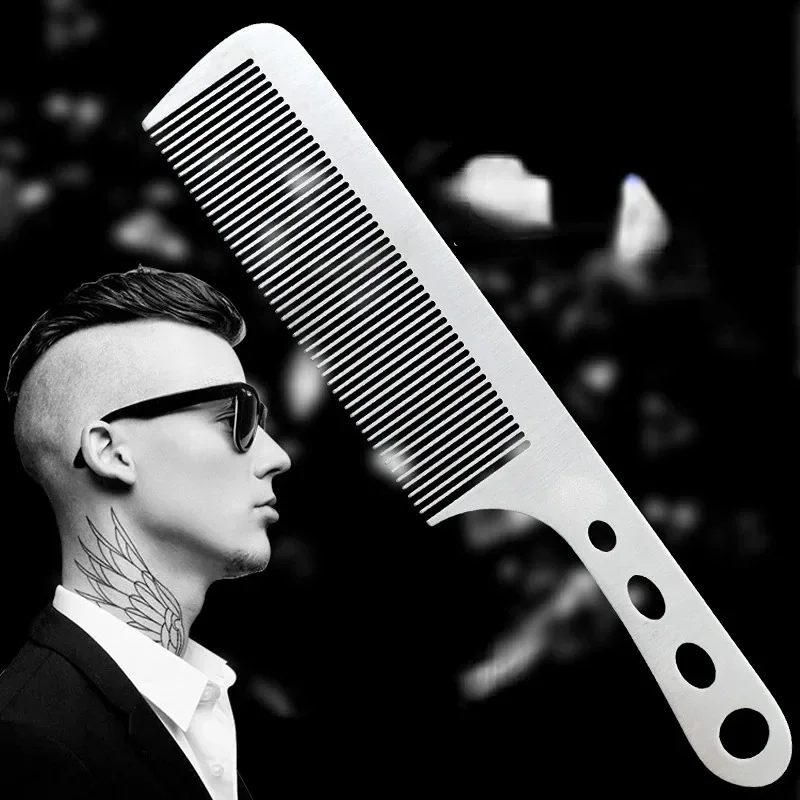 1PC チタン鋼櫛プロフェッショナルサロンヘア理髪帯電防止理髪櫛超薄型ヘアブラシ男性のための