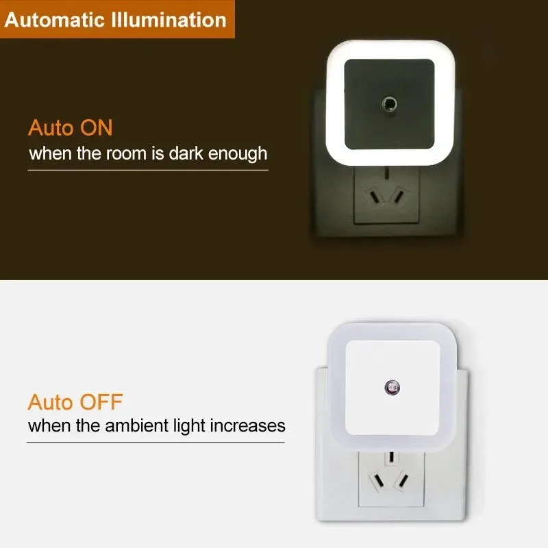 Luz LED nocturna Mini Sensor de luz Control 220V enchufe de la UE lámpara de luz nocturna para niños luces de vida