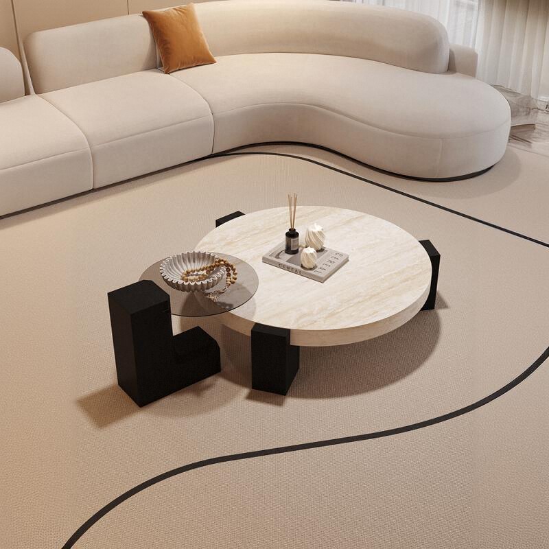 Moderner runder Couchtisch Lounge Center Klarer sitzender Wohnzimmertisch Marmor Weiß Haushalt Stolik Kawowy Möbel