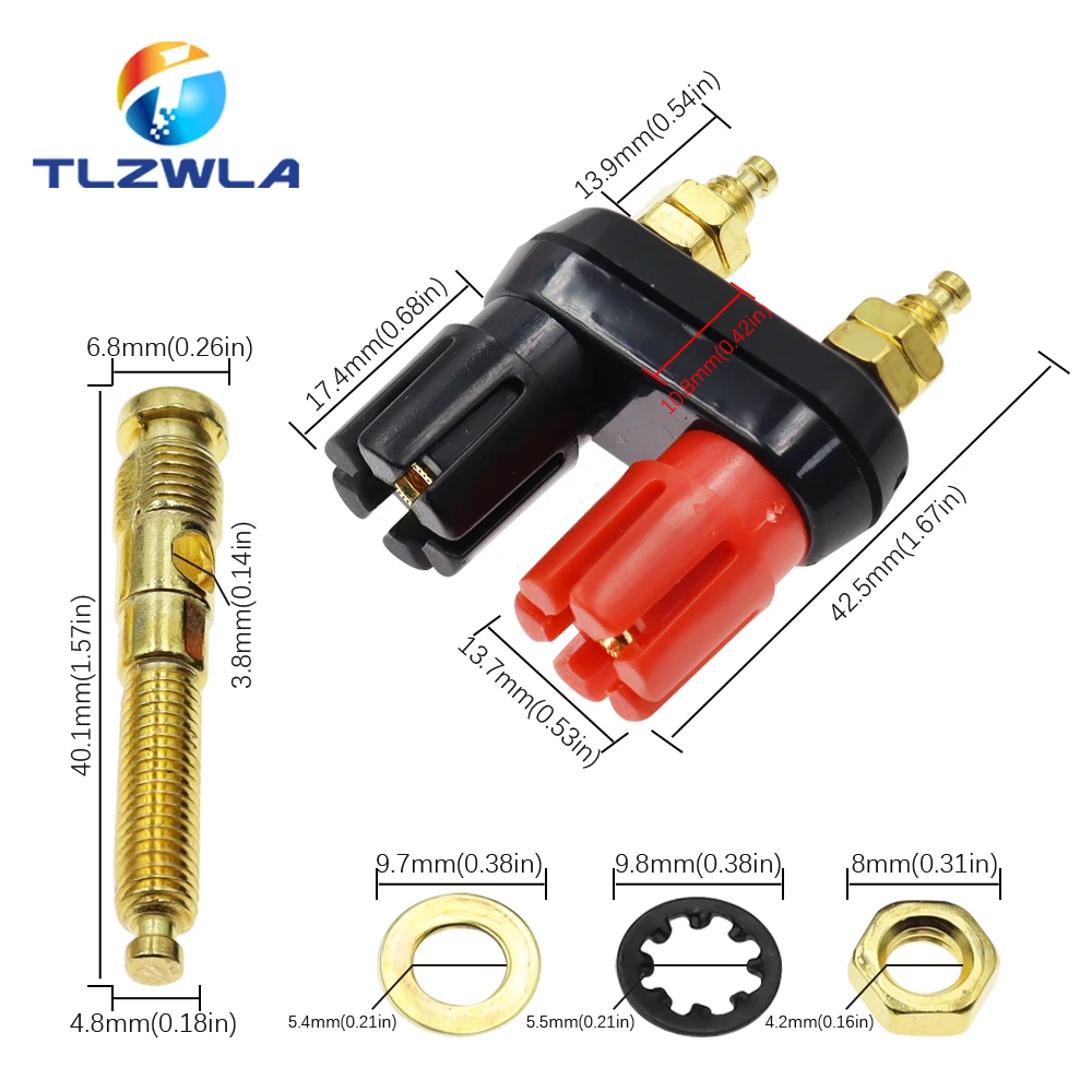 1 Uds. Conectores Banana, terminales de pareja, conector rojo y negro, Terminal amplificador, poste de encuadernación, conector de altavoz Banana