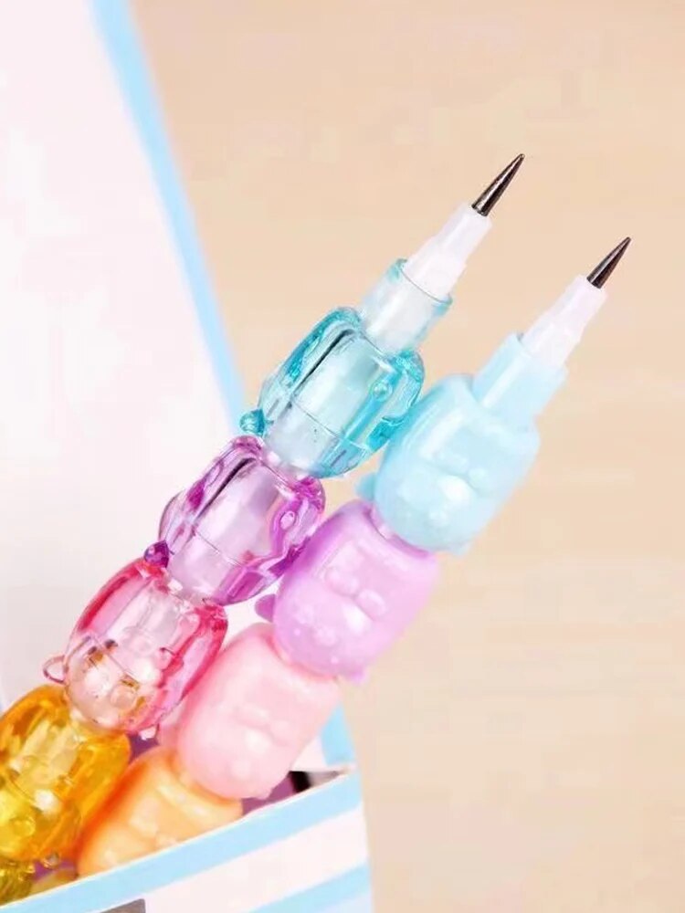 2pcs/Set Cute Bear Non Sharpening Mechanical Pencil Student Writing Pen School Office Supplies Pencil Stationery Gifts