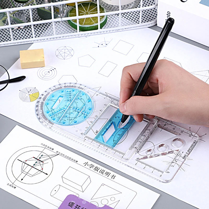 Multifunctional Geometric Ruler Architecture Measuring Rule Geometric Drawing Template Measuring Tool For School Student Office