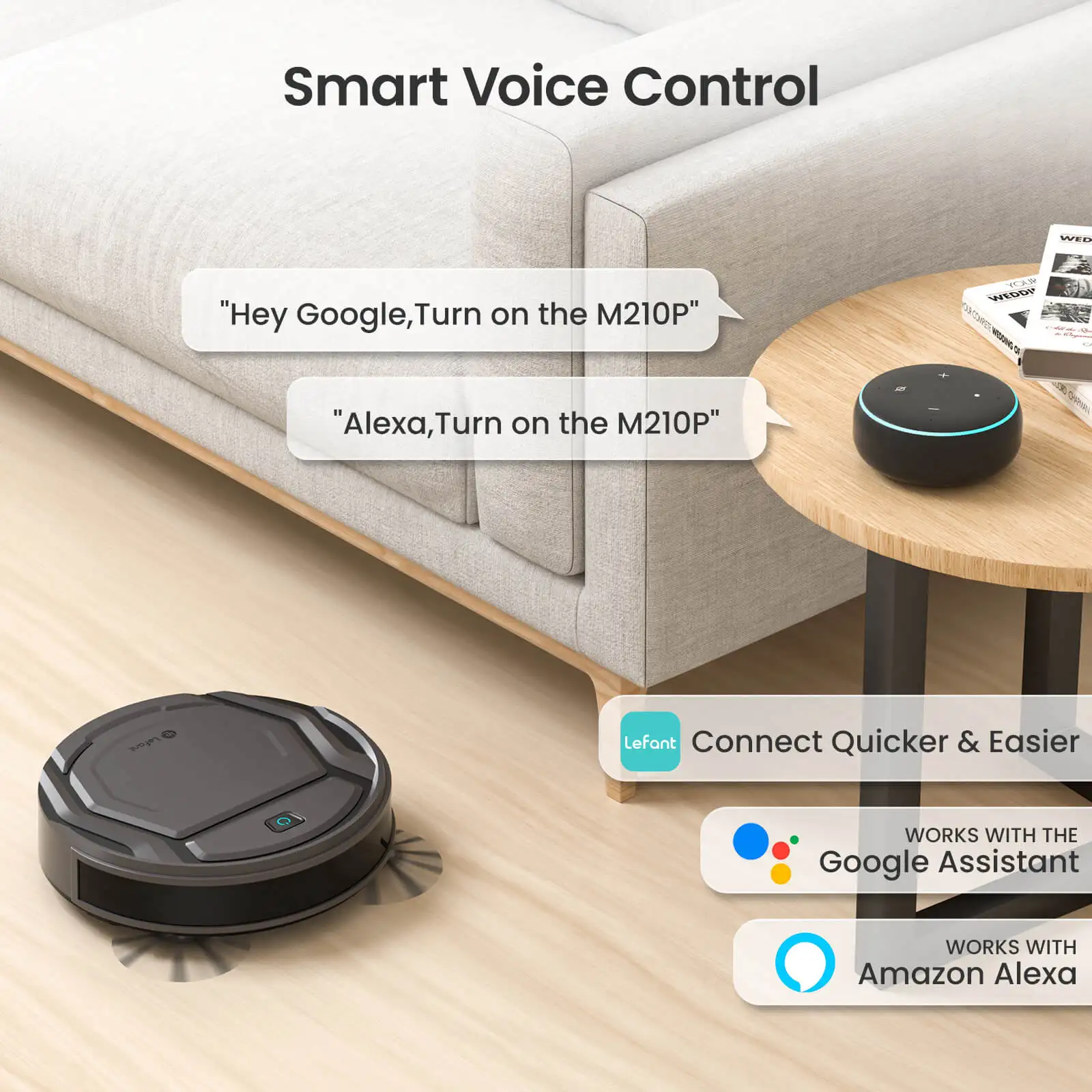 Lefant M210 Pro Robot Vacuum Cleaner, 2200Pa Powerful Suction, 120 Mins Runtime, Automatic Self-Charging, Wi-Fi/App/Alexa Contro