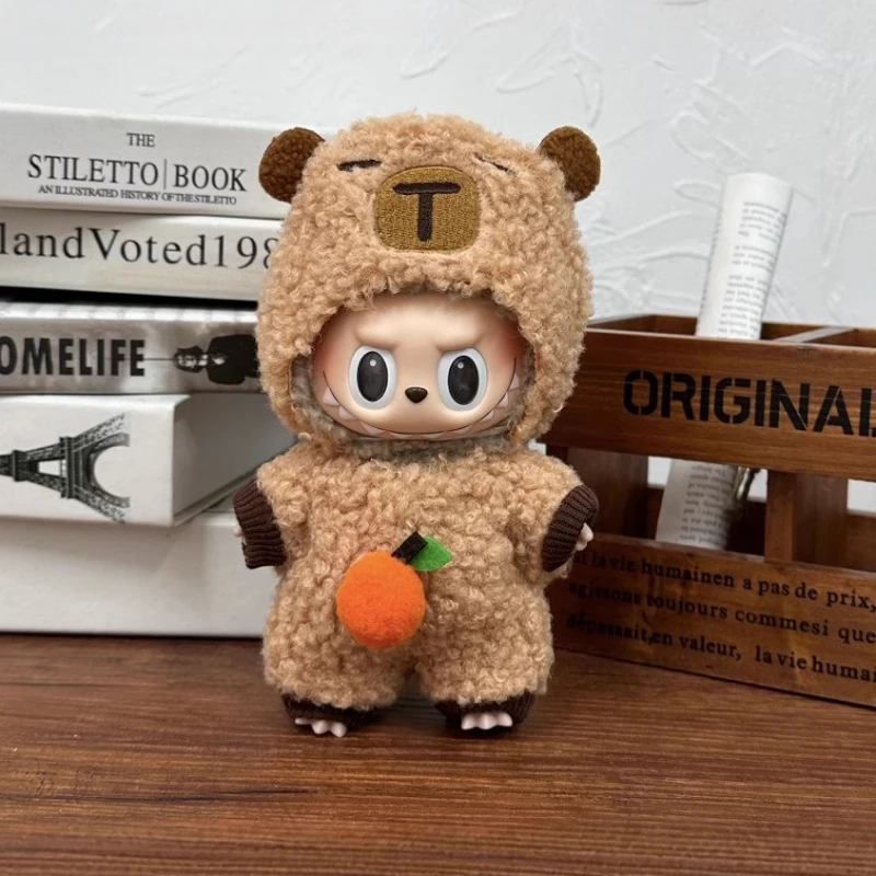Labubu Puppenkleidung Capybara Cos Anzug V1 V2 V3 Outfit Stilvolles Kleidungsset für Plüschtierpuppen 17 cm süßes Modellzubehör