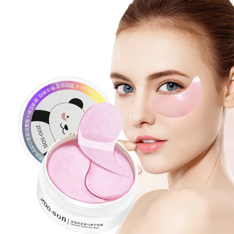 Parches de colágeno para ojos de algas marinas, parche de Gel debajo de los ojos para Edema, parche de hidrogel para ojos, parches para ojeras, mascarilla para el cuidado de los ojos, 80g