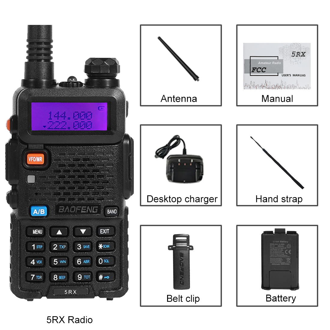 2024 nuovo Baofeng UV-5RX 5W multi-banda 136-174/220-260/400-520MHz AM banda aeronautica DTMF ripetitore 128CH radio portatile