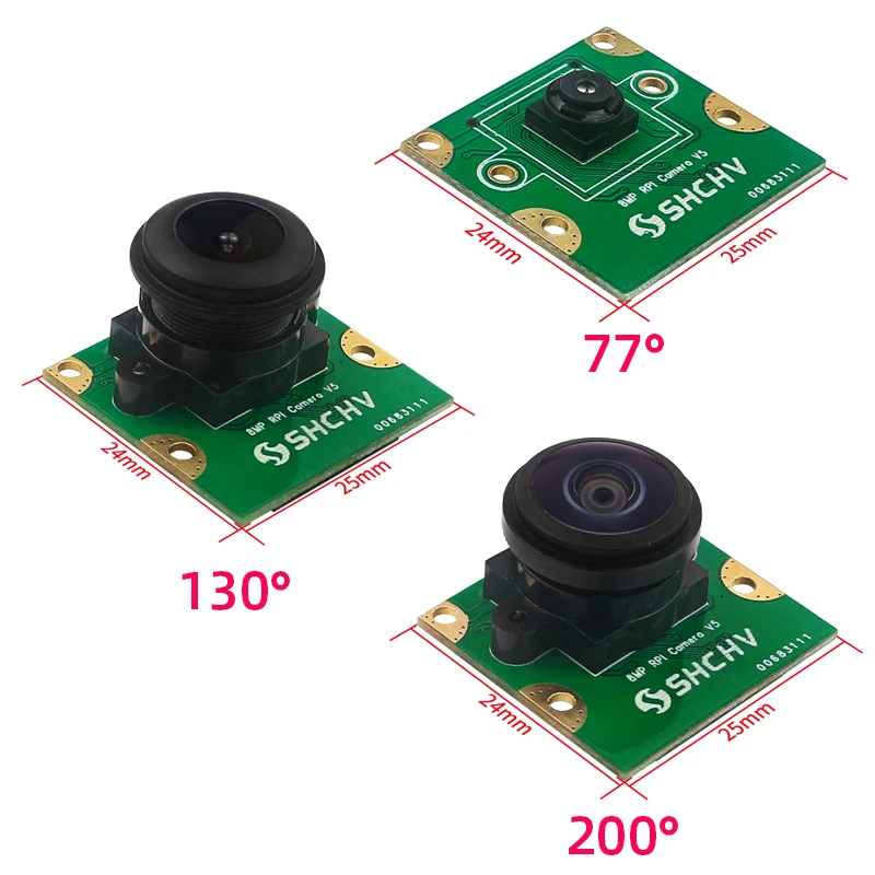 Raspberry Pi 5 8MP Camera IMX219 Sensor 77° 130° 200° FOV Fisheye MINI CSI Interface with 15cm FFC for RPI 5 Pi5 Zero/W