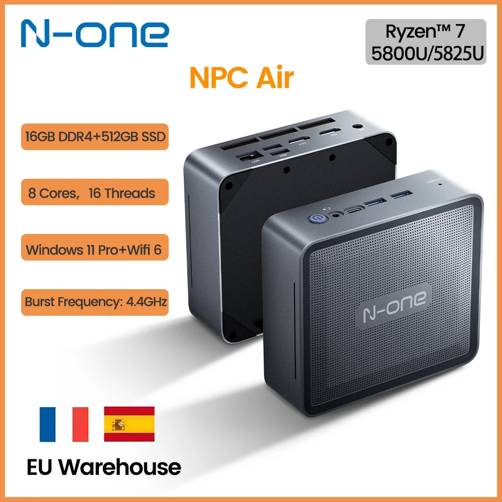 N-one AMD Ryzen 7 5800U Mini PC Air 16GB DDR4 512GB SSD Micro computadora de escritorio WiFi de doble banda 6, Bluetooth 5,2 para el hogar/oficina