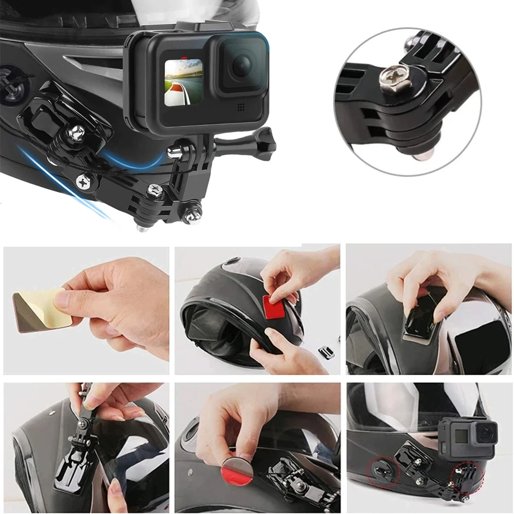 Kit de montaje para casco de motocicleta, para cámara de acción Insta360 X4 X3 Gopro 12 11 10 9 Dji Osmo, soporte seguro para cámara deportiva de cara completa
