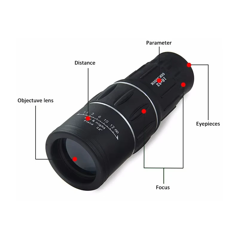16x52 Monoculars HD Telescope Ipx4 Waterproof Long Distance Field of View Image Stabilization For Wildlife Observation Hiking