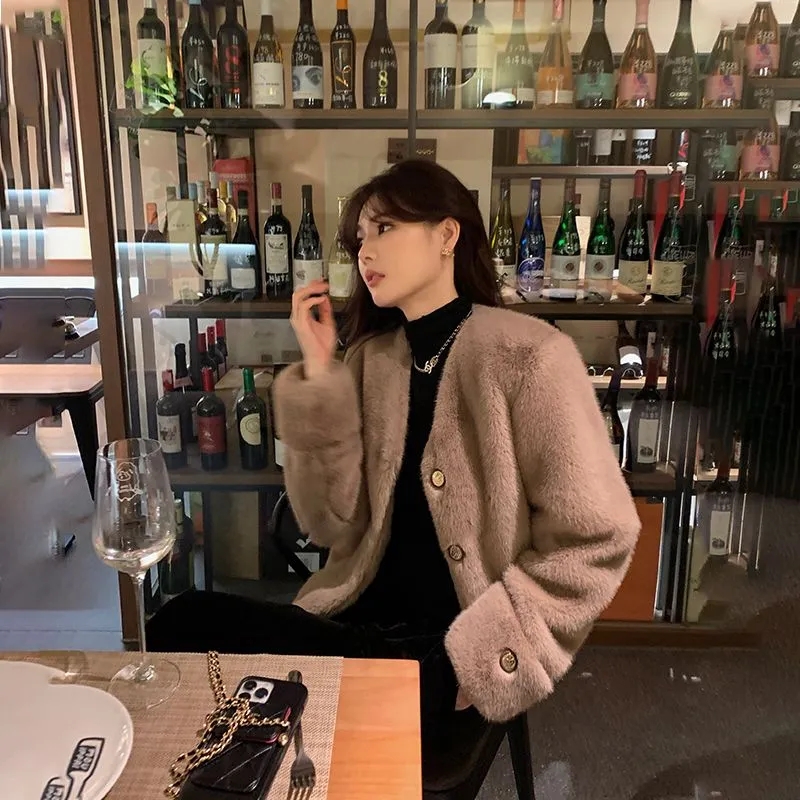 ผู้หญิงเสื้อผู้หญิงเสื้อขนสัตว์ใหม่แฟชั่น Mink FUR Coat ผู้หญิงฤดูใบไม้ร่วงและฤดูหนาวใหม่ขนสัตว์สั้นสุภาพสตรีลม Chaebol ลูกสาว