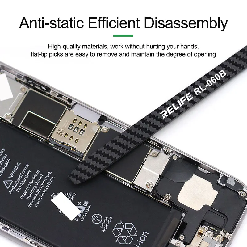 RELIFE RL-060B pied de biche de démontage Non magnétique antistatique en Fiber de carbone pour la réparation de téléphone portable outil de réparation de pied de biche de démontage