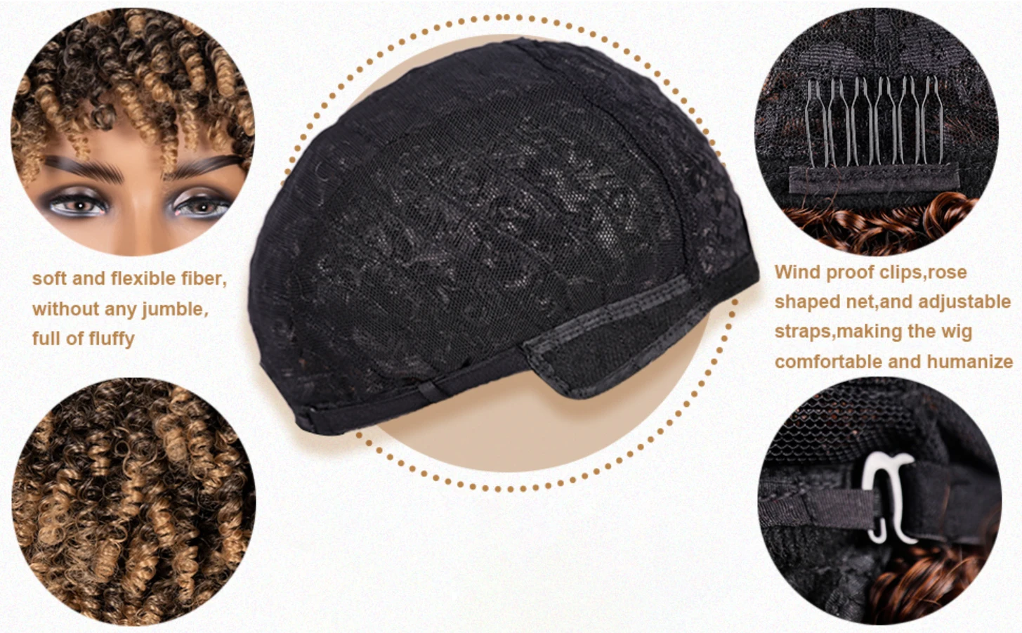 Peruca de cabelo sintético afro encaracolado curto para mulheres negras com franja cosplay natural