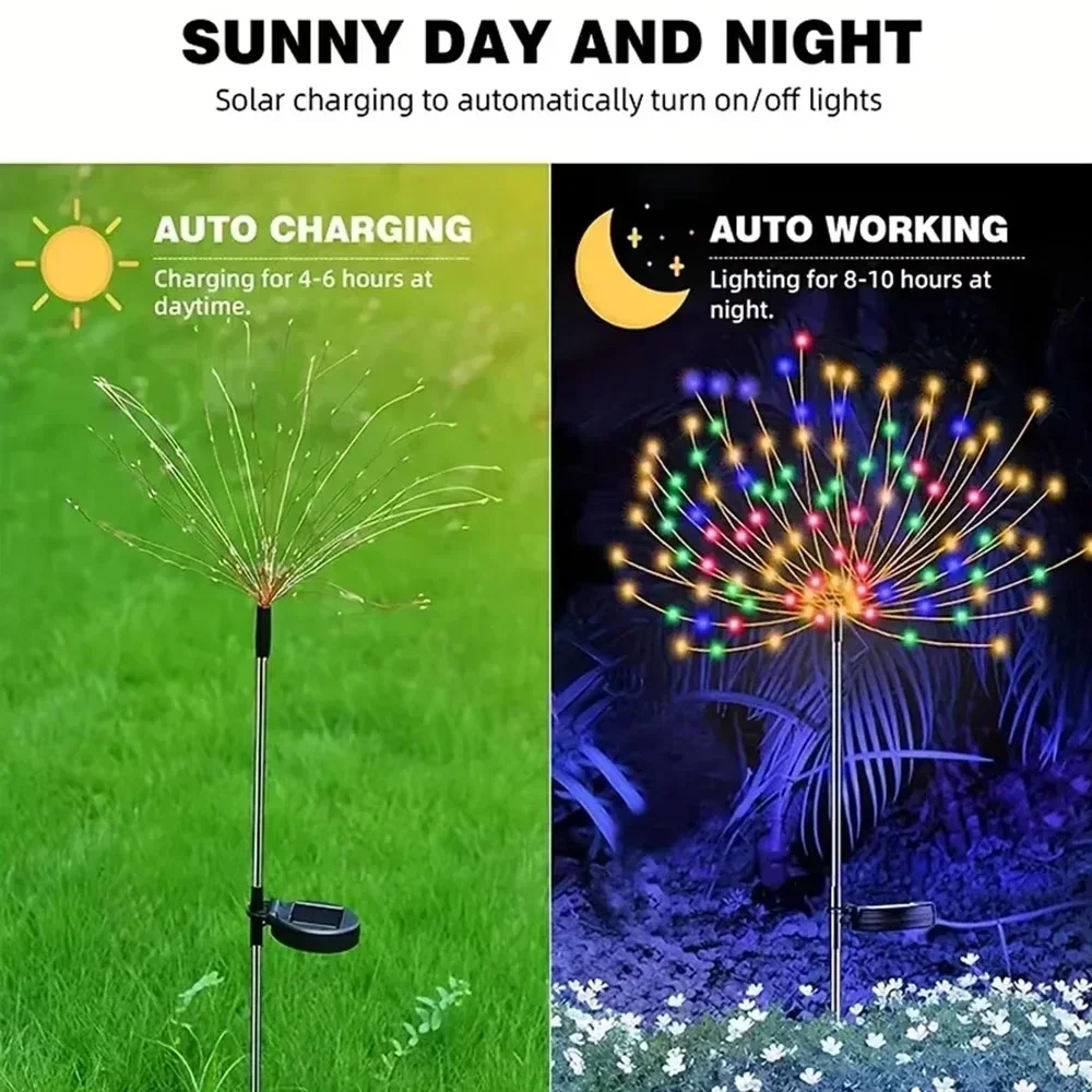 1PC Solar LED Vuurwerk Lantaarn Buitenterras Tuin Bruiloft Decoratieve Verlichting Decoratieve Lantaarns Landschap Gazon Festival Lamp