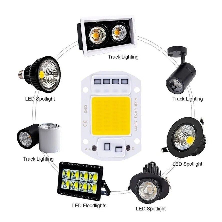 F6040 20w/30w/50w ac 220v módulo cob led chip diodos lâmpada para foco ao ar livre jardim contas de luz integradas