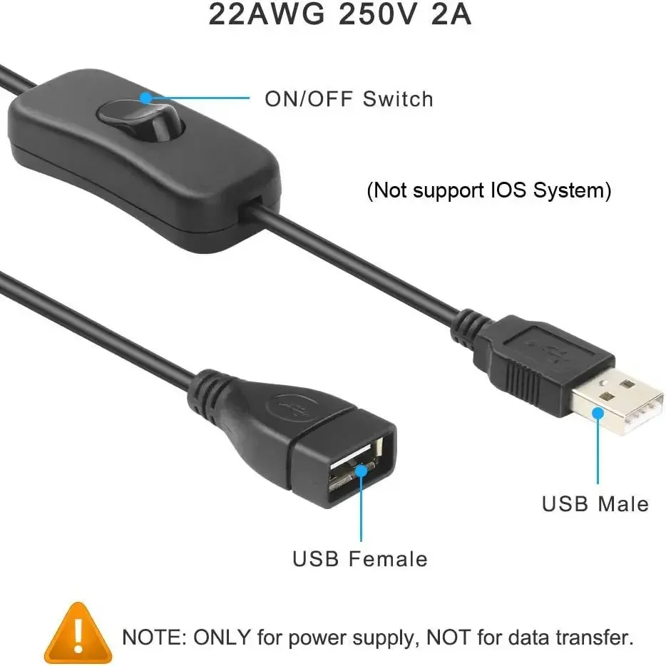 Cabo de interruptor usb com cabo de extensão liga/desliga 28cm 1m para 5v led strip light string usb gadget dispositivo de alimentação ferramentas 304 303