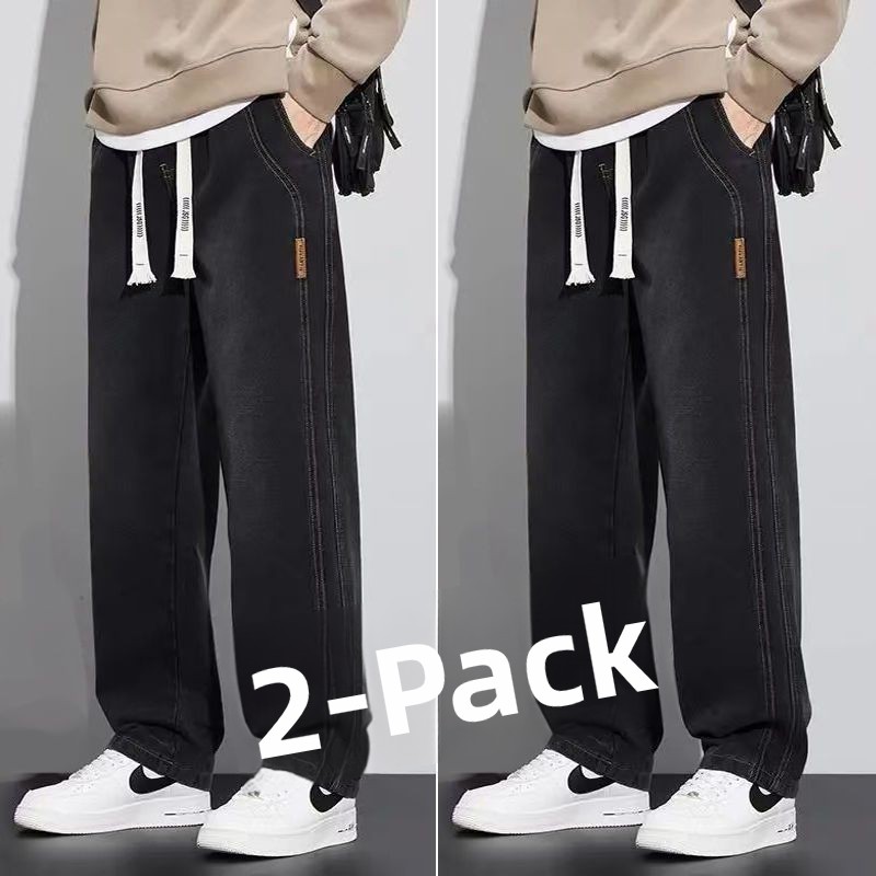 Versatile Straight Leg Jeans Men's Trendy Brand Wide Leg Large Size Loose Long Pants Youthful Casual Wear Resistant to Wear
