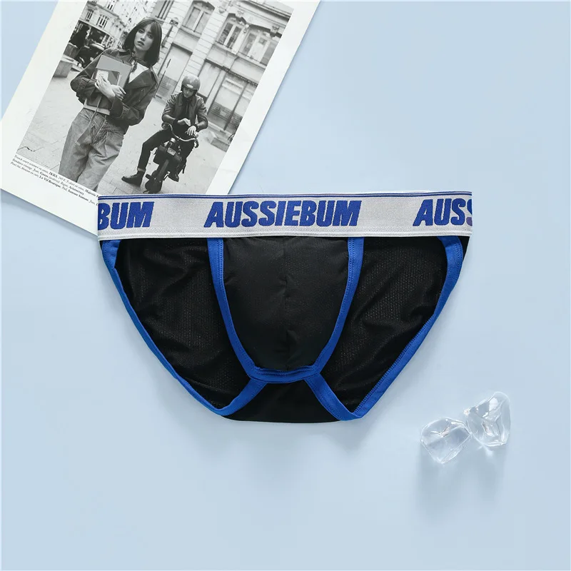 男性の下着弾性メッシュ快適な通気性のセクシーなハイフォークユースブリーフ aussiebum 男性のブリーフミルクシルクウエスト快適