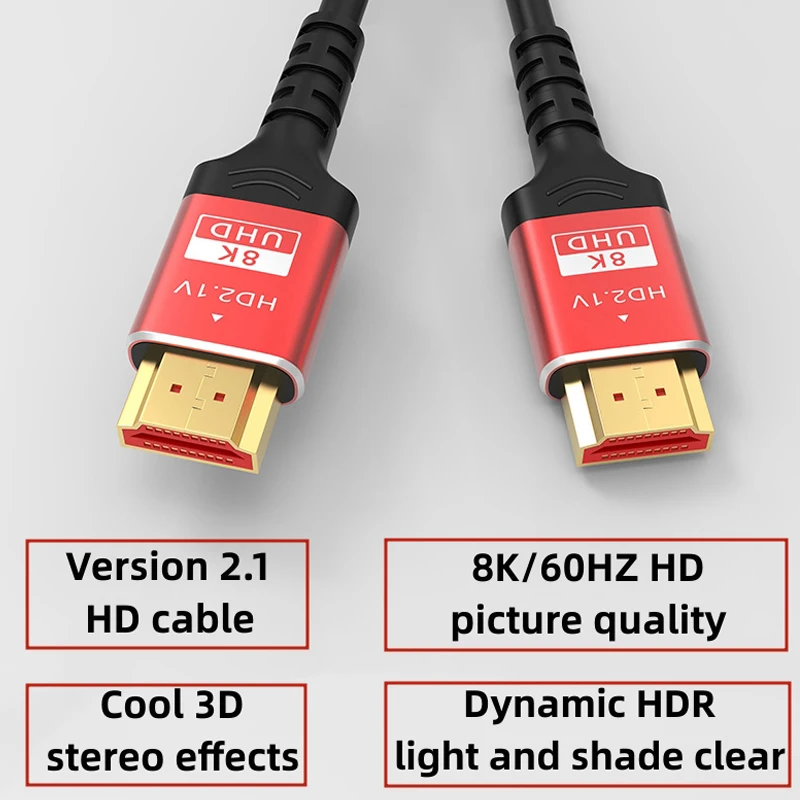 High Speed HDTV Cable 8K60HZ 48Gbps HDTV2.1V 4K 120HZ 3D TV Computer Monitor Projector PS Game Console Audio And Video