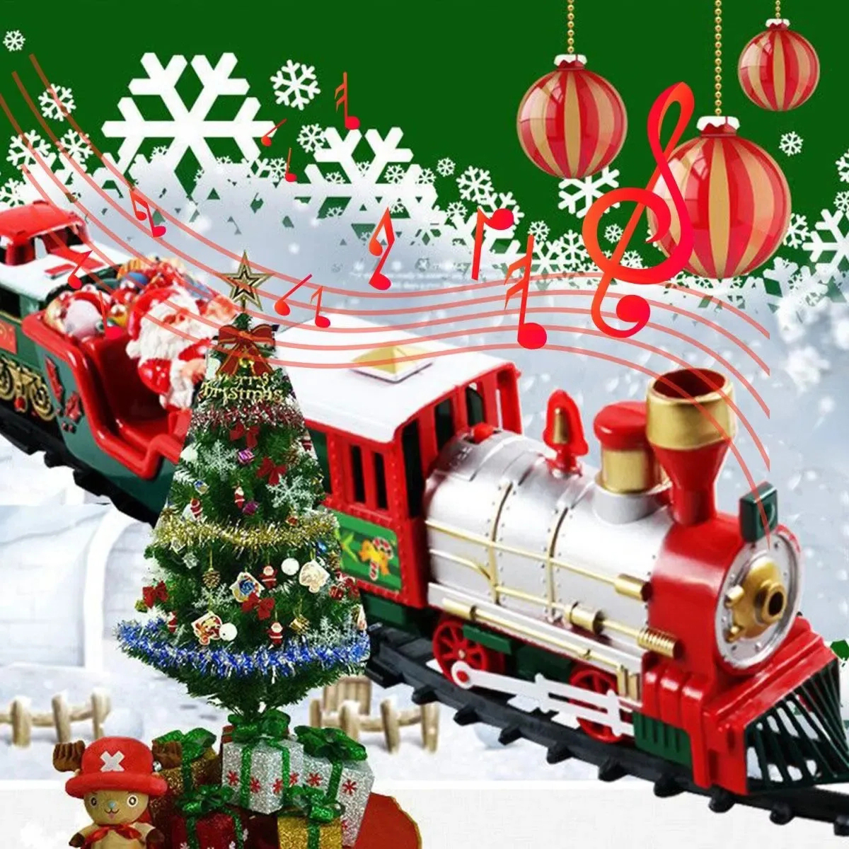 Trem de natal elétrico brinquedos presentes para crianças carros ferroviários faixas de corrida com música papai noel árvore de natal decoração trens