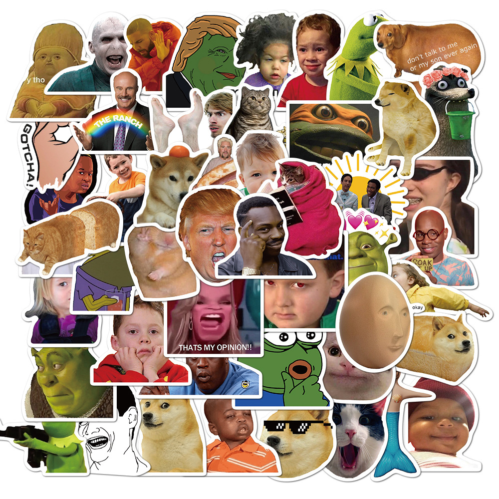 50 ชิ้น/ถุง,Memeตลกแพ็คสติกเกอร์,กันน้ํา,เหมาะสําหรับสเก็ตบอร์ดDlYกระเป๋าเดินทางแล็ปท็อปโทรศัพท์สร้างสรรค์เครื่องเขียนของเล่น