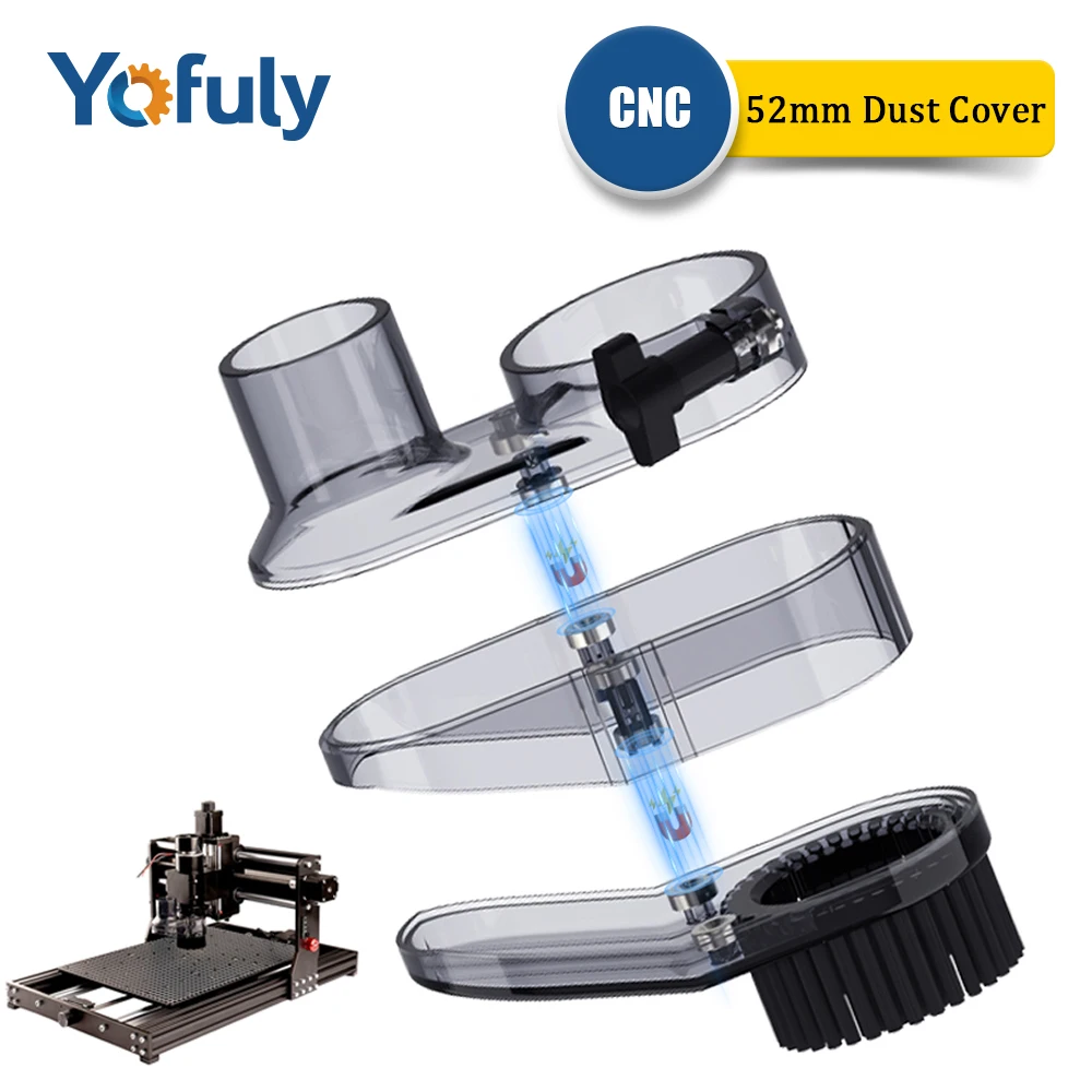 Yofuly-zapato antipolvo CNC de 52mm, limpiador de cubierta antipolvo, cubierta de cepillo para fresadora serie 3018 3020