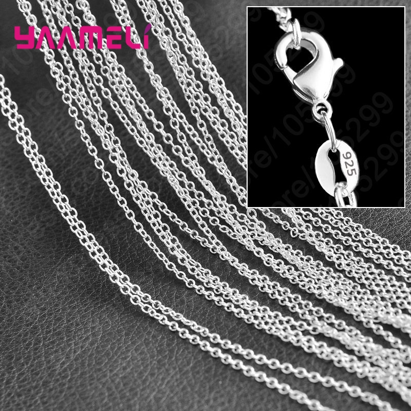 10Pcs Groothandel Pure 925 Sterling Zilveren Bedel Ketting Sieraden Met Sterke Glad Kreeft Sluitingen 16-30 inches