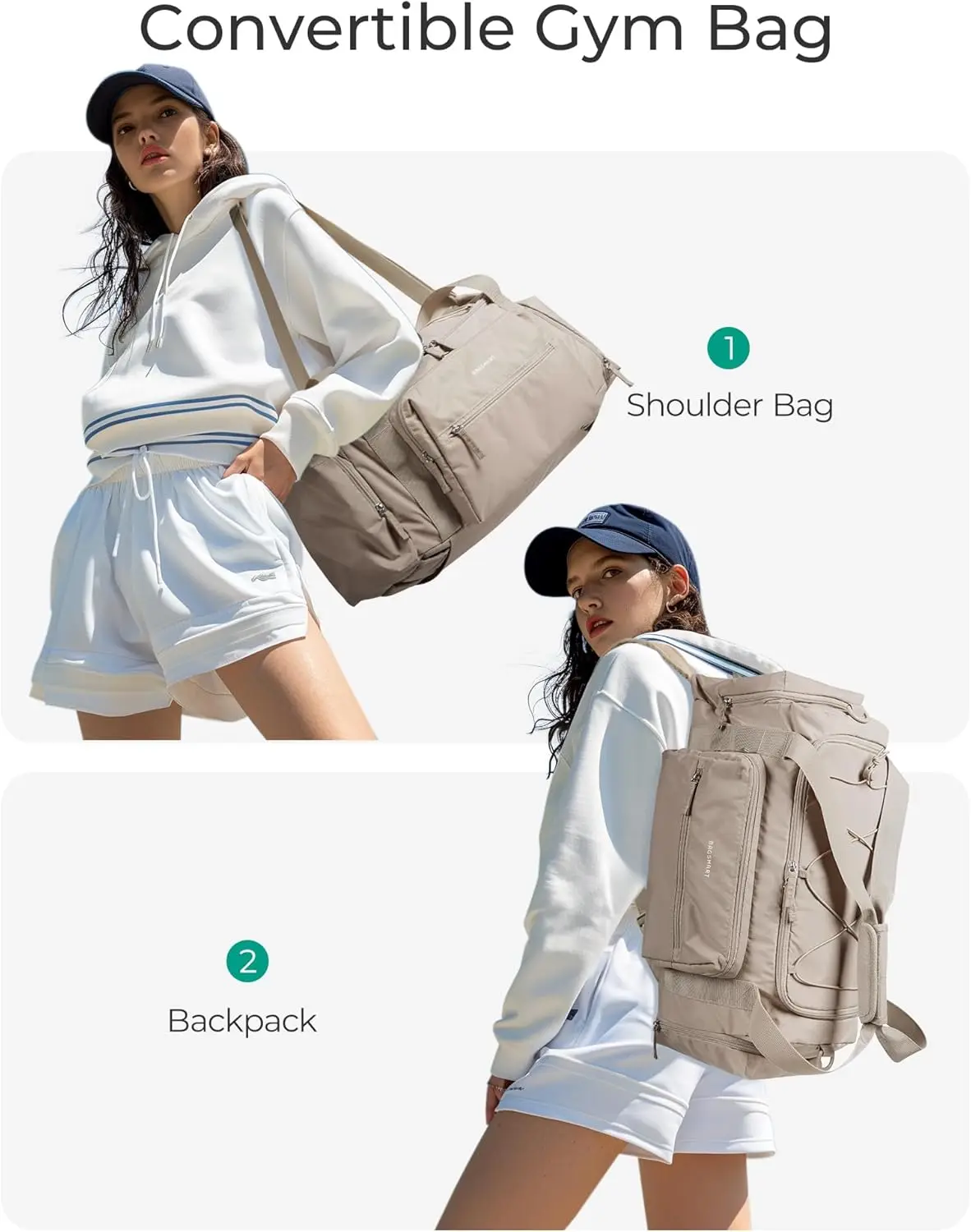 女性と男性のためのBAGSMART-TSA軽量ダッフルバッグ、ジムバッグ、靴コンパートメント、ウェットポケット、週末の持ち運び、30l、4 in 1