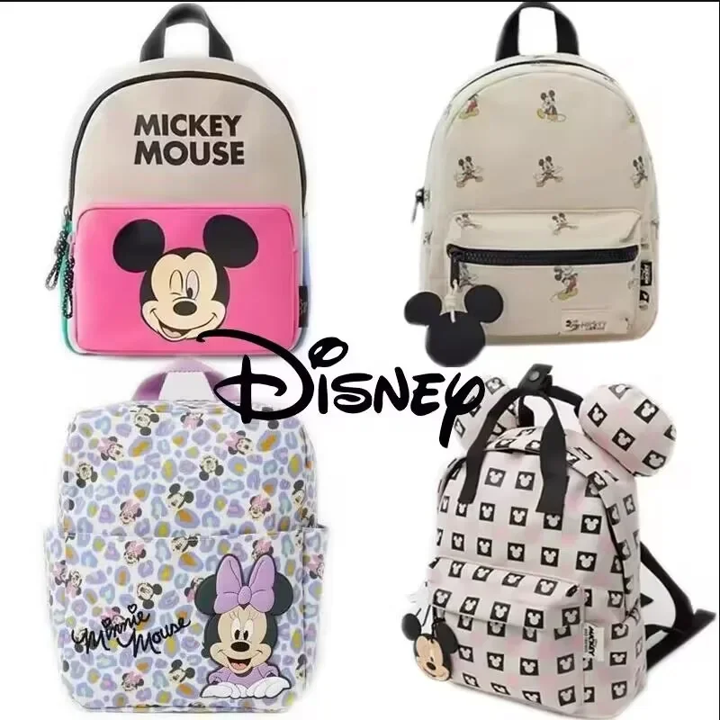 Disney Mickey Mouse Cartoon modny plecak damski Minnie płócienny tornister moda plecak o dużej pojemności dziewczęcy Mochila