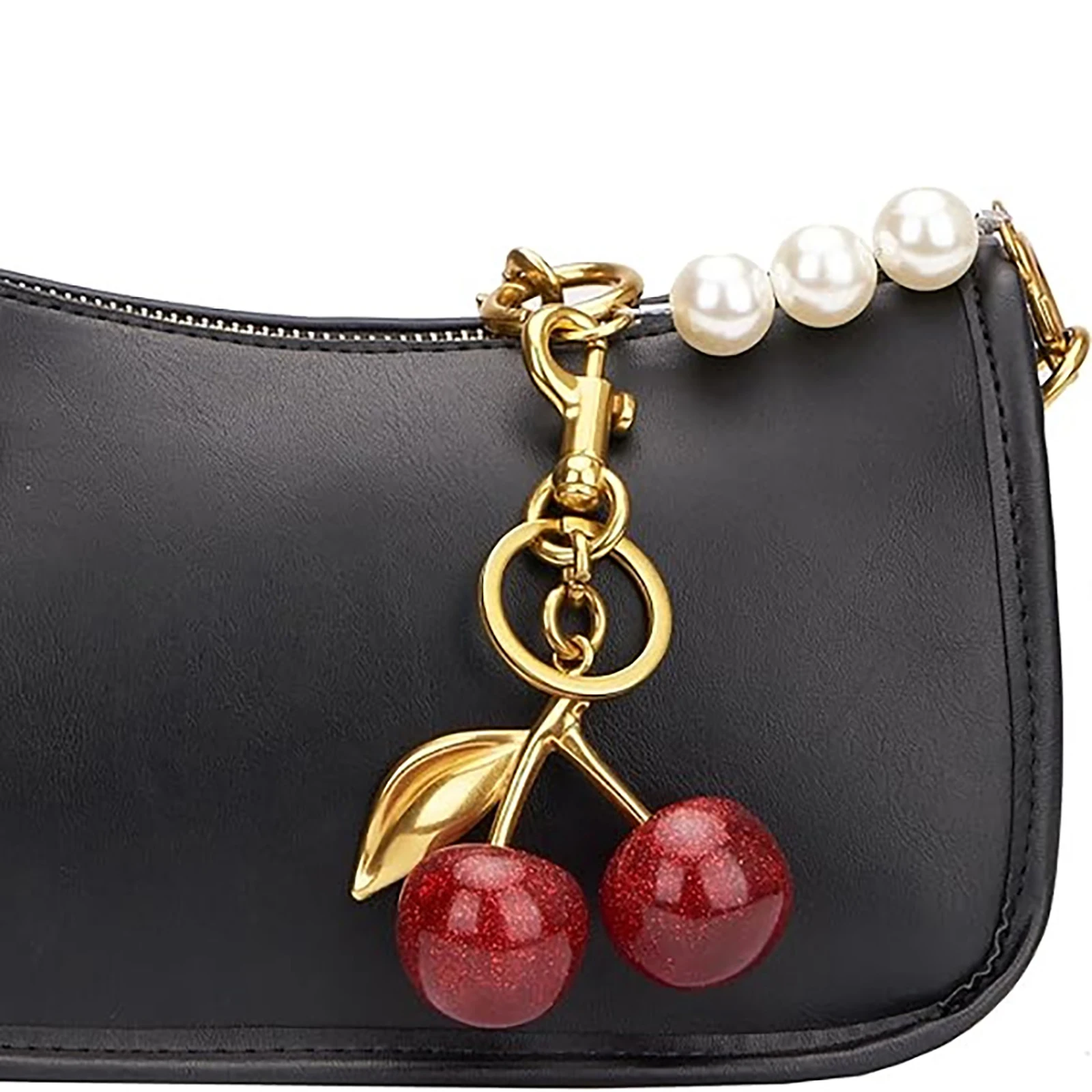Portachiavi alla moda con ciliegia rossa, frutta estiva, ciliegie, portachiavi con ciondolo per donna, uomo, borsa per gioielli, accessori regalo