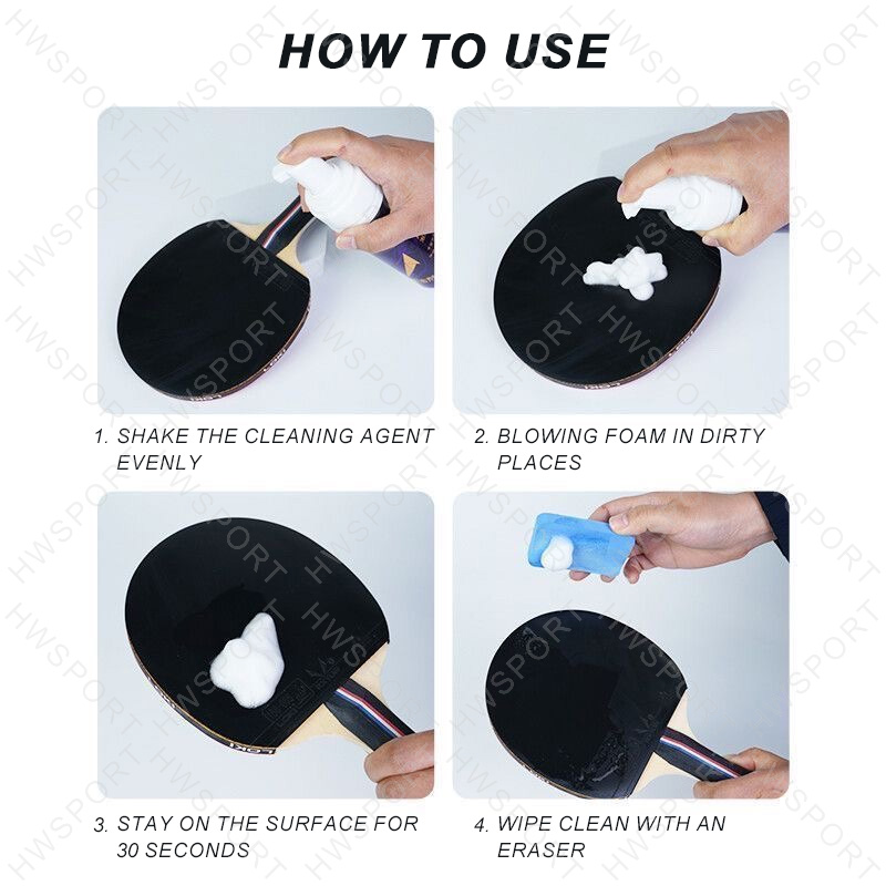 LOKI Tischtennis-Gummireiniger, Schaumtyp, Sprühtyp, Ping-Pong-Schlägerreiniger, beseitigt Schmutz und Staub