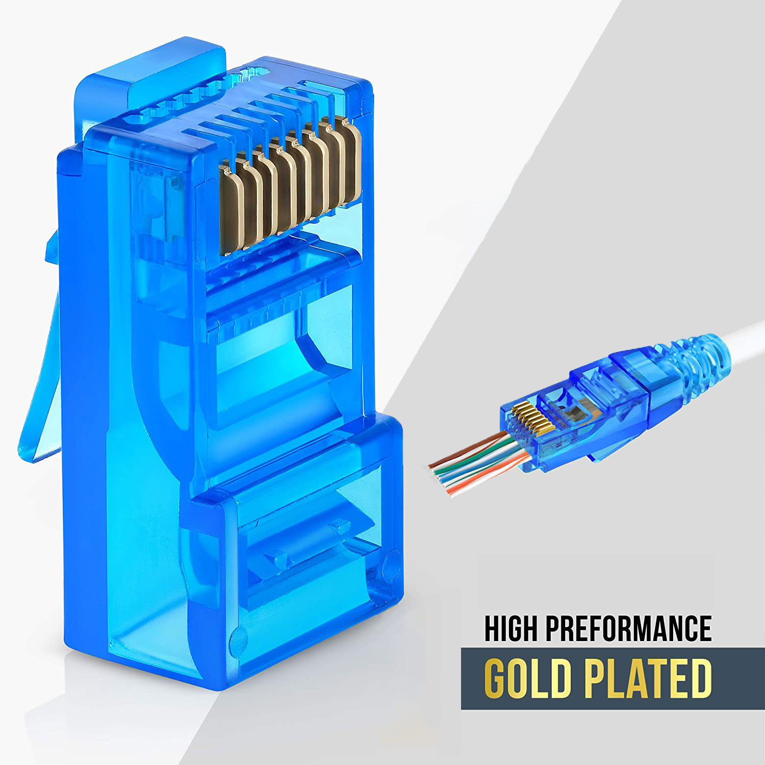Connecteurs de passage RJ45 Cat6, 50 pièces, couleurs assorties EZ à sertir, prise modulaire pour câble réseau UTP solide ou toronné