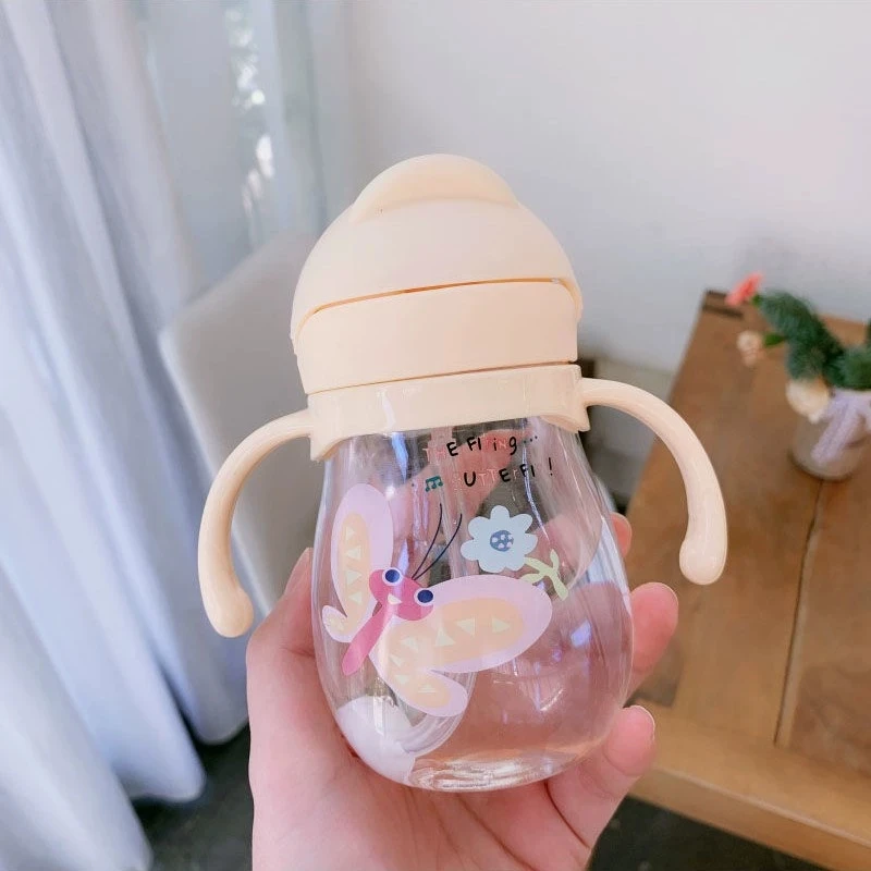 1pc copo de água do bebê palha bonito anti-asfixia jardim de infância crianças copo de água com bola de gravidade duckbill copo infantil beber copo