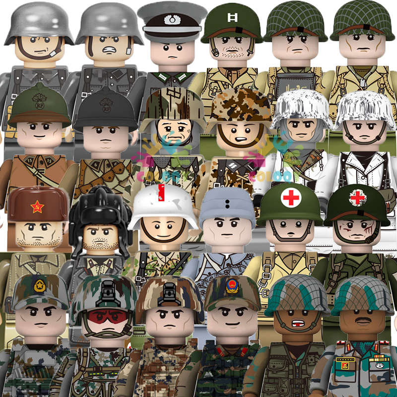 Bloques de construcción del ejército militar de la 2. ª Guerra Mundial para niños, minifiguras de acción, juguetes para niños, regalos de navidad
