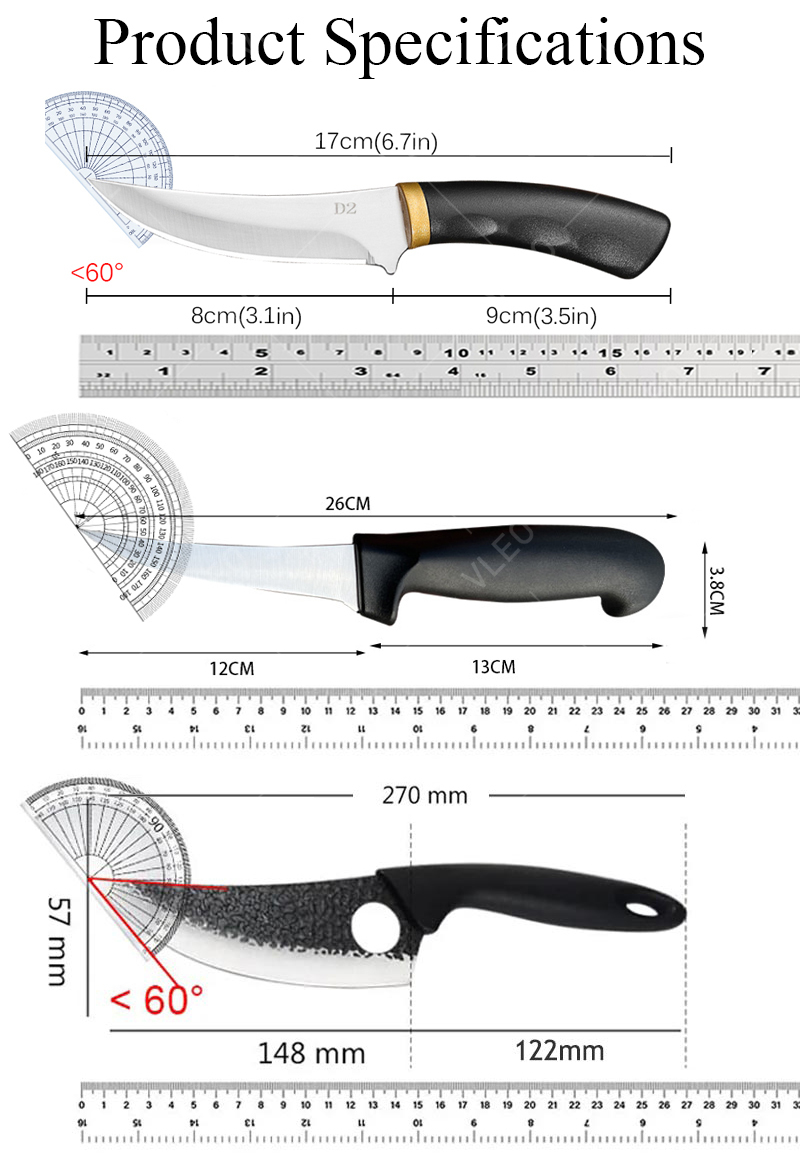 WXCOO Professionelles japanisches Kochmesser, Mehrzweck-Küchenmesser, Edelstahl, Ausbeinmesser, Fleischbeil, Schneidemesser