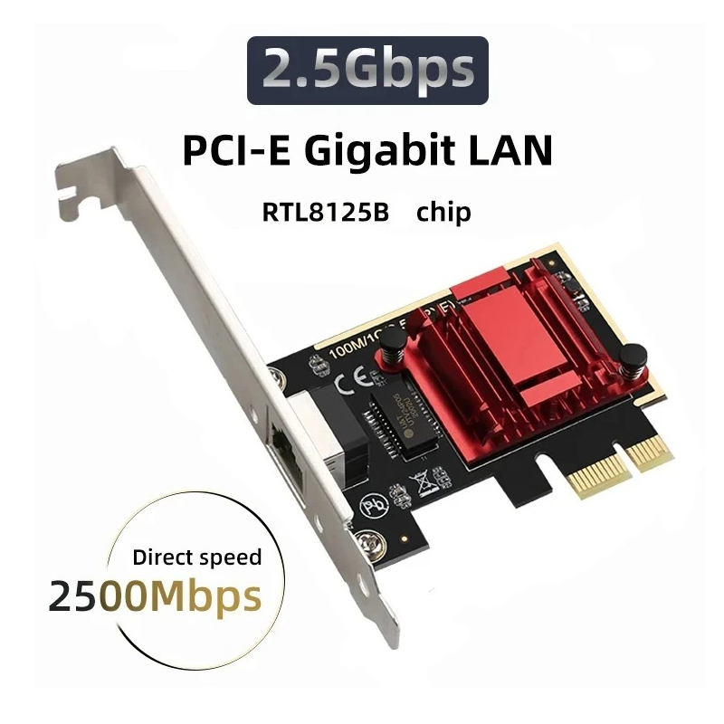 Tarjeta de red PCI-E a RJ45 I226 RTL8125B de 2500Mbps, tarjeta de red Gigabit Ethernet de 2,5G, 100/1000/2500Mbps para escritorio