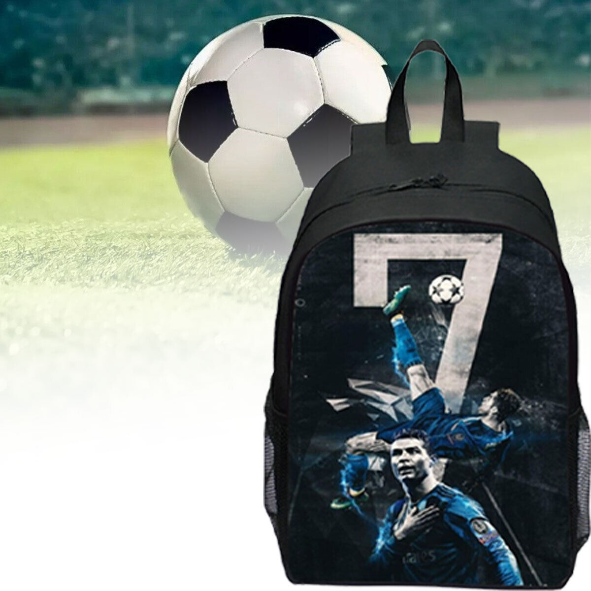 New CR7 Ronaldo Backpack Student School Travel Shoulders Bag Rucack Gift~