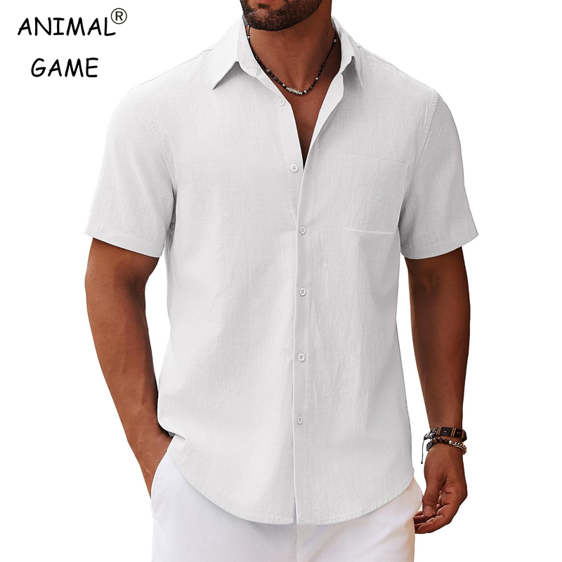 Nueva camisa de verano ligera de manga corta para hombre, camisa de manga corta con bolsillo en el pecho, camisa informal, camisa de playa, vacaciones informales