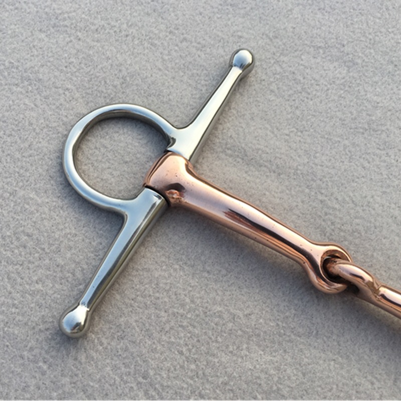 Cavalo de aço inoxidável para bochecha cheia, polido e funcional, resistente Snaffle Bit, boca de cobre, cavalo Tack