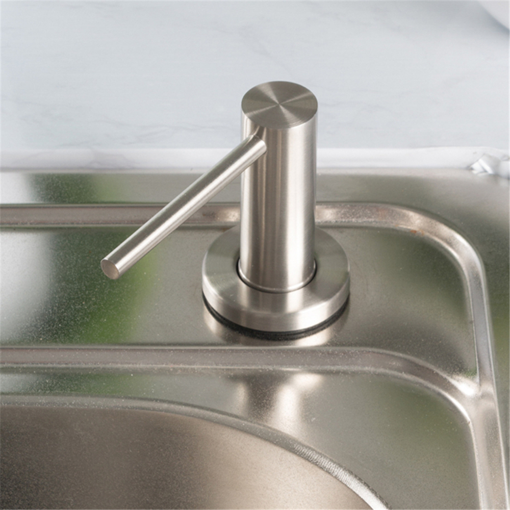 Kitchen Sink Lotion Dispenser Built-in Design Liquid Soap Bottle with Stainless Steel Head Hand Press Detergent Soap Dispenser