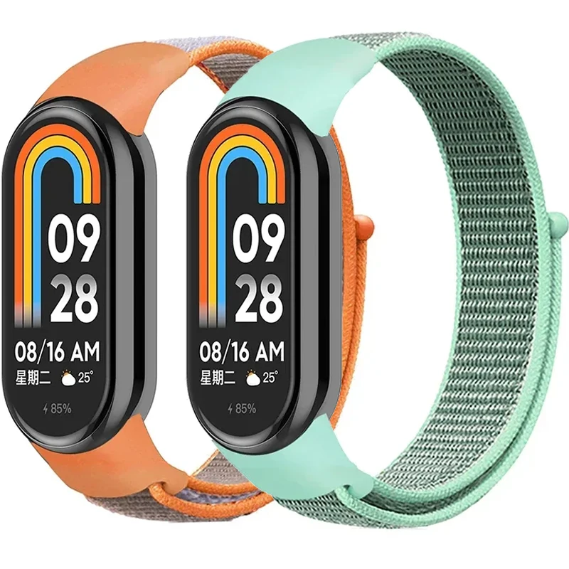 ห่วงไนลอนสําหรับ Xiaomi Mi Band 8 7 6 5 4 3 สร้อยข้อมือ SmartWatch สายรัดข้อมือกีฬา Pulsera Watchband Miband 8 NFC