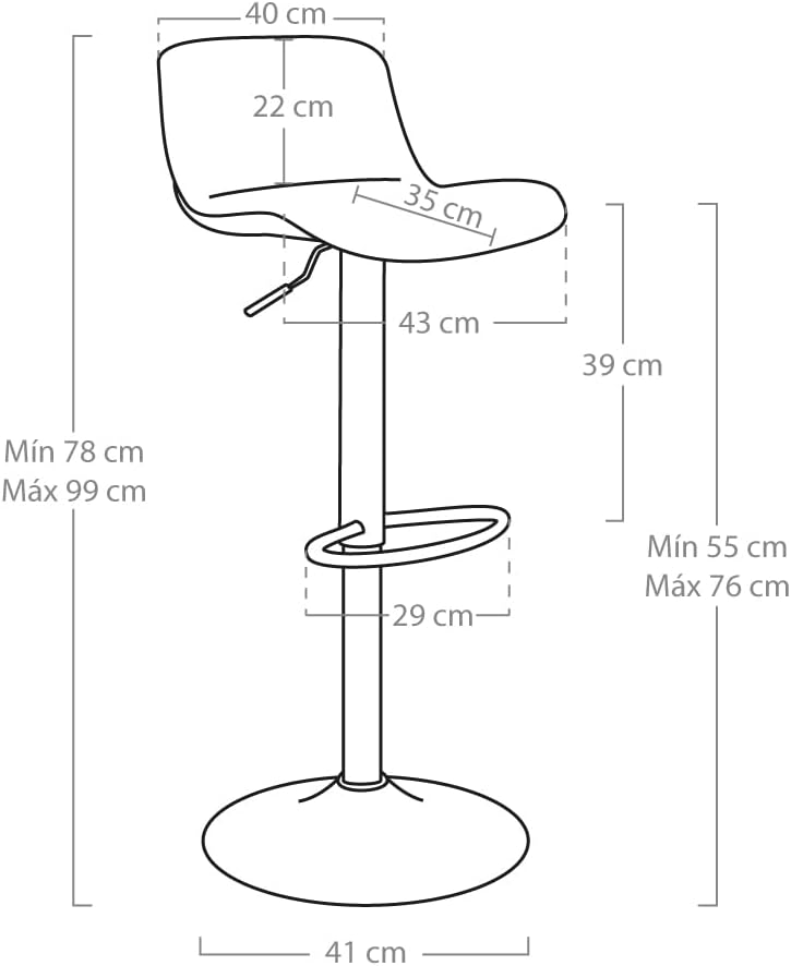Taburete Alto para Cocina/Bar Regulable en Altura (Blanco)