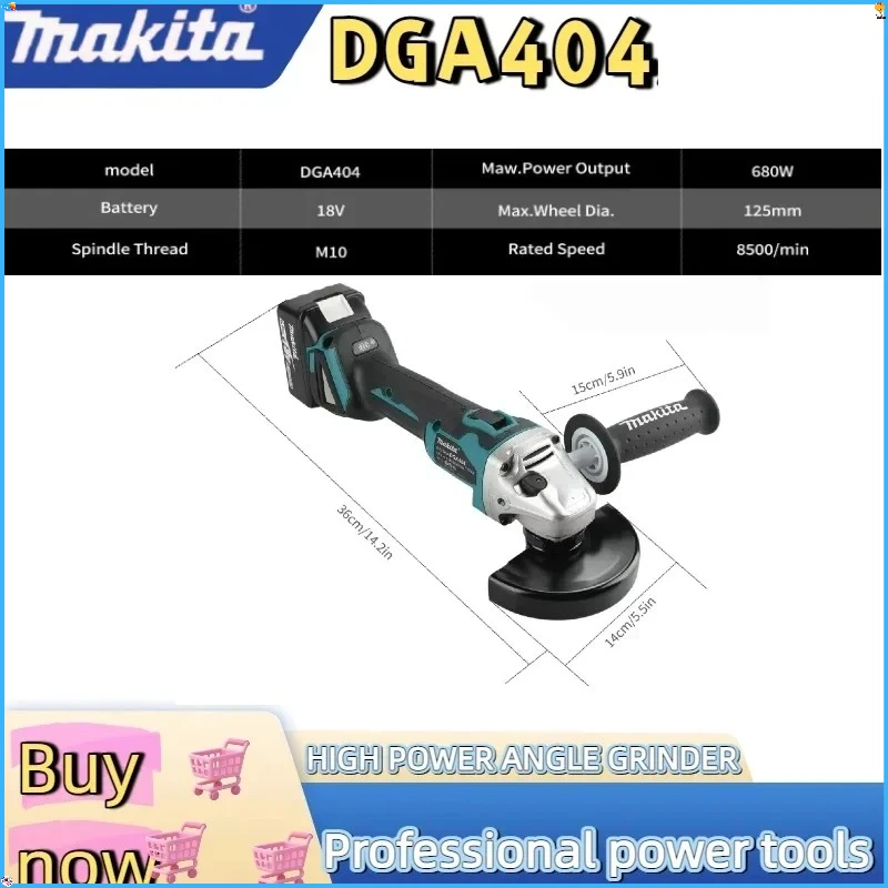 2026 Makita 18V 100mm DGA404 Brushless Lithium Electric Angle Grinder Rechargeable Cutting Machine High Power Polishing Machine