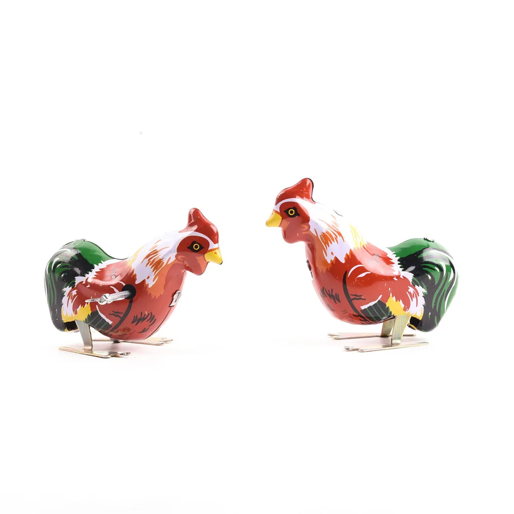純粋な手作りの鉄のストリップのおもちゃ,鉄のワインダー,ジャンピングチキン,レトロなノスタルジックなコレクション,80年代,10個