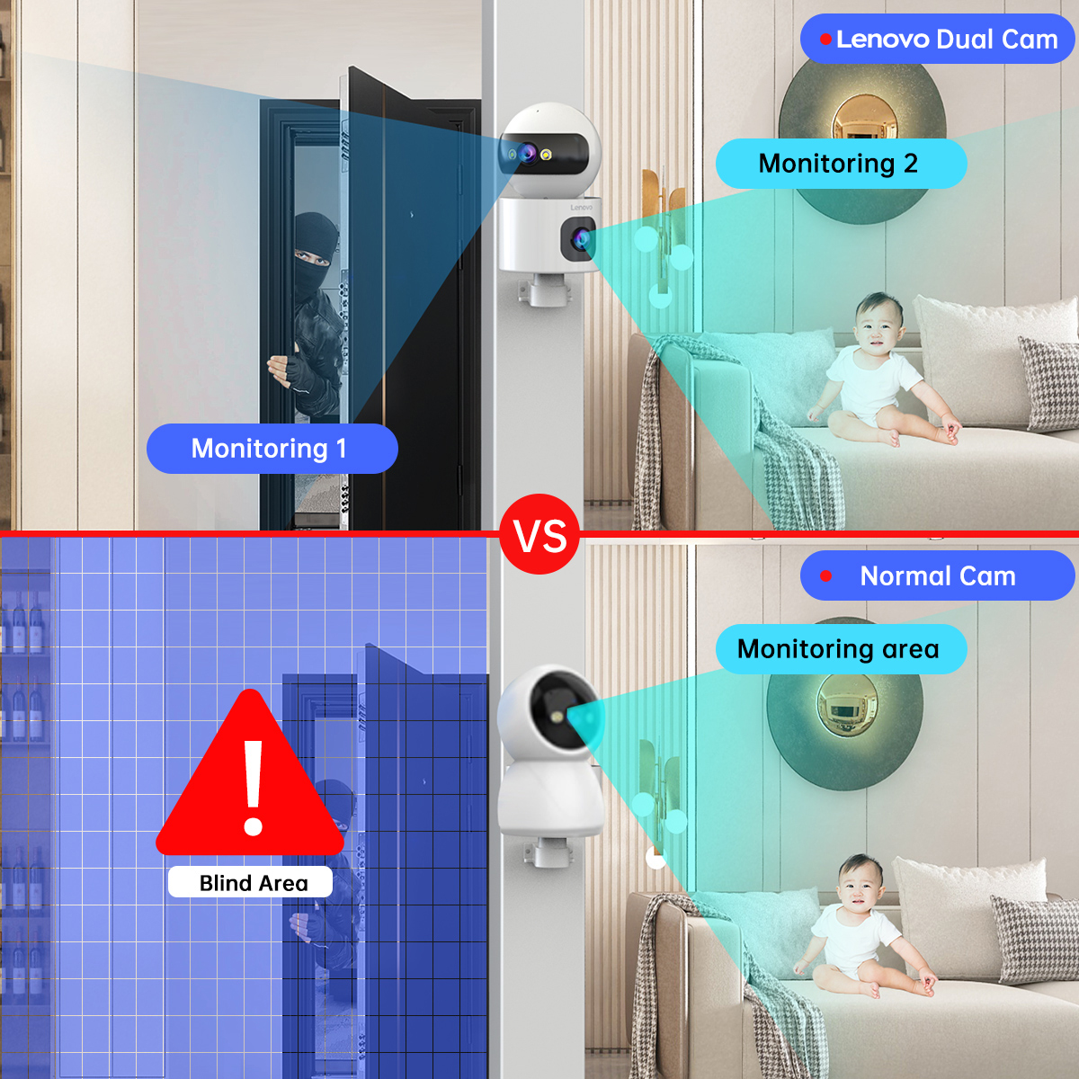 Lenovo 4K Câmera IP 5G WiFi Dual Lens Smart Home Auto Tracking CCTV Câmera de vigilância sem fio Security Baby Monitor