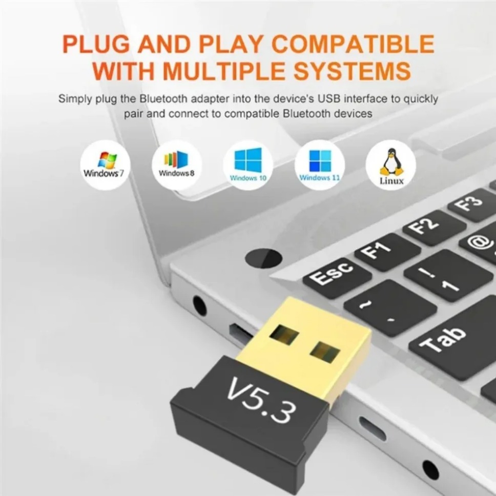 USB Bluetooth 5.3 Adapter Drahtloser Bluetooth 5.1 Dongle-Adapter für PC Laptop Drahtloser Lautsprecher Audioempfänger USB-Sender