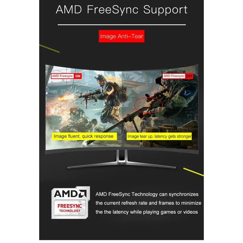 Pc 24 27 32 Inch Lcd Monitor 144hz 165 HZ 2K 4K Computer Display Gaming Led Curved Screen Monitor